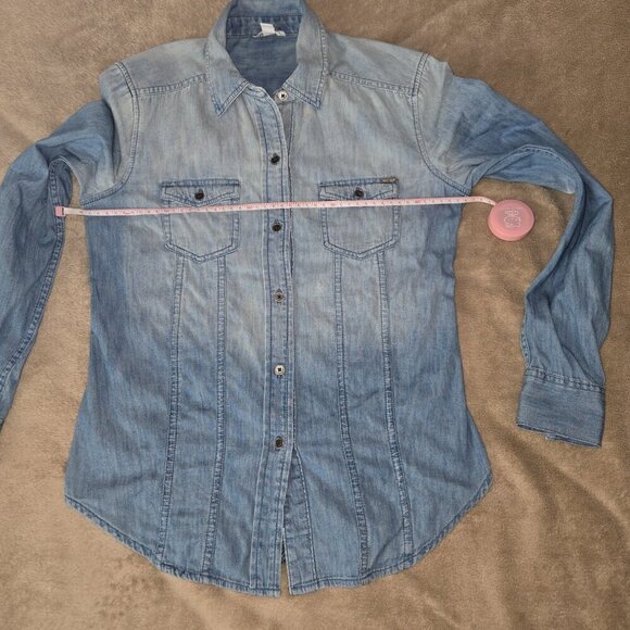 Calvin Klein Women's light blue button-down denim shirt size XS - Picture 9 of 12